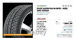 (1) NEW Michelin Pilot PA4 285 35 R20 Tire 285/35zr20 285/35zr20 285/35zr