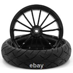 18 x 5.5 Talon Wheel & 180/55-18 Fat Front Tire Black 00-20 Harley Touring
