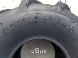 2 20x10.00-8 4P PAIR OTR FieldMaster Lug AG Tires 20x10-8 20x10.0-8 Free Ship