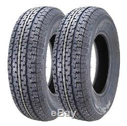 2 Free Country Radial Trailer Tires ST205/75R15 205 75 15 8PR LR D withScuff Guard