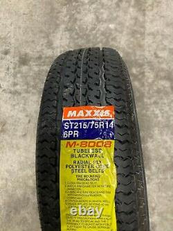 2 New Radial Trailer Tires 215 75 14 Maxxis M-8008 6 ply Load C ST215/75R14