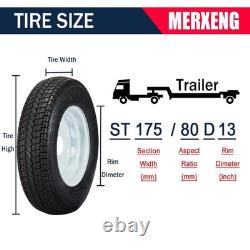 2 Pack ST175/80D13 Trailer Tires with Rims 175/80 D 13 LRC 5 Lug on 4.5, 6PR