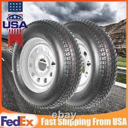 2 Pack ST205/75D15 Trailer Tires on Rims 205/75 15 in. 5 Lug Silver Spoke Wheel