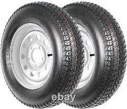 2 Pack ST205/75D15 Trailer Tires on Rims 205/75 15 in. 5 Lug Silver Spoke Wheel