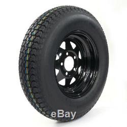2 ST175/80D13 LRC ET Bias Trailer Tires on 13 5 Lug Black Spoke Wheels B78-13