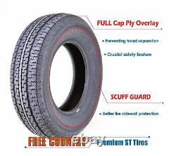 2 Trailer Tires ST205/75R14 Premium FREE COUNTRY 8 Ply LR D 105M withScuff Guard