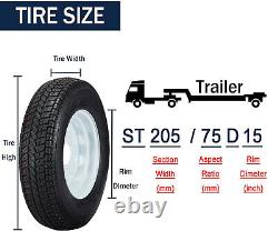 2 pack ST205/75D15 205 75D15 Trailer Tire with Rim, 6-Ply Load Range C 5 Lug US