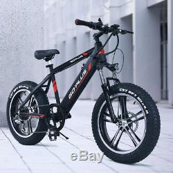 20 Electric Fat Tire Bike Snow Mountain Bicycle w Removable Lithium Battery 48V