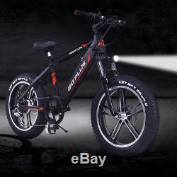 20 Electric Fat Tire Bike Snow Mountain Bicycle w Removable Lithium Battery 48V
