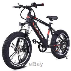 20 Electric Fat Tire Bike Snow Mountain Bicycle w Removable Lithium Battery 48V