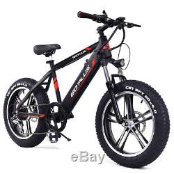 20 Electric Fat Tire Bike Snow Mountain Bicycle w Removable Lithium Battery 48V