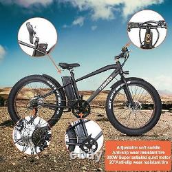 26 350W Fat Tire Electric Bicycles Shimano 6 Speed Gear E-Bike 36V10Ah Battery