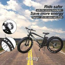 26 350W Fat Tire Electric Bicycles Shimano 6 Speed Gear E-Bike 36V10Ah Battery