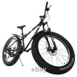 26 Fat Tire Snow Mountain Bike 21-Speed Bicycle High-Tensile Steel Frame MTB US