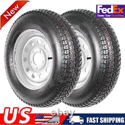 2PCS Trailer Tire On Rim ST205/75D15 205/75 15 in. LRC 5 Bolt Silver Spoke Wheel