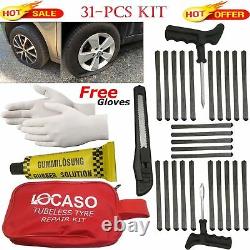 31Pcs Tire Puncture Repair Kit Tool Emergency Car, Van, Motorcycle for Tubeless