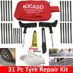 31Pcs Tire Puncture Repair Kit Tool Emergency Car, Van, Motorcycle for Tubeless