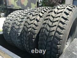 4 Military Humvee Tires 37 + 8 Lug 12 Bolt Rims + Run Flat Inserts 70% Tread