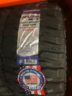 4 NEW 33X12.50R20 Federal Xplora MT 12 PLY Mud Tires 33125020 33 1250 12.50 20