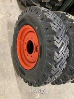 4 New 12 Ply Skid Steer Mud Snow 7.50 16 tire Replace 12 16.5 Bolt 8 on 8 Orange