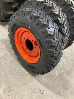 4 New 12 Ply Skid Steer Mud Snow 7.50 16 tire Replace 12 16.5 Bolt 8 on 8 Orange