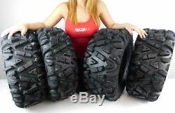 4 New 26x9-12 26x11-12 KT MASSFX big TIRE SET FOUR ATV TIRES 6 PLY 26 horn