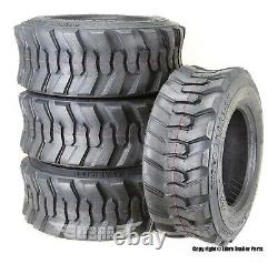 4 SuperGuider Heavy Duty 10-16.5 /12 Ply SKS1 Skid Steer Tire Bobcat withRim Guard