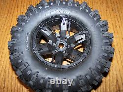 4 Traxxas 8S 1/5 X-Maxx AT Tires Black Wheels Assembled Glued 77086-4 / Fits 6s