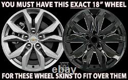 4 for Chevrolet Impala LT 2016-18 Black 18 Wheel Skins Full Rim Covers Hub Caps