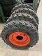 4 Skid-steer Snow Tires Replace 10x16.5 & 12x16.5 Bolt On Ready! Orange 12 Ply