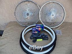 Bicycle 20''-140 Spokes Rim Set With Tires, Tubes & Liners For Schwinn, Low Rider