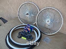 Bicycle 20''-140 Spokes Rim Set With Tires, Tubes & Liners For Schwinn, Low Rider