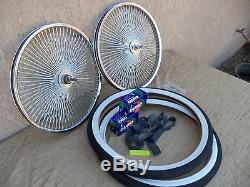 Bicycle 20''-140 Spokes Rim Set With Tires, Tubes & Liners For Schwinn, Low Rider