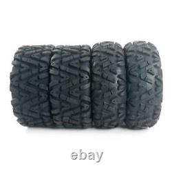 Black Four New ATV Tires AT 25x10-12 Rear /6PR 25x8-12 Front Black Sidewall
