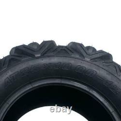 Black Four New ATV Tires AT 25x10-12 Rear /6PR 25x8-12 Front Black Sidewall