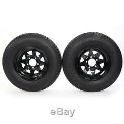 Both ST175/80D13 LRC ET Bias Trailer Tires on 13 5 Lug Black B78-13 Tubeless
