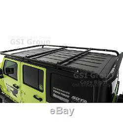 Cargo Roof Rack System Base+Top Cross Bar for 07-18 Jeep Wrangler JK 4 Door