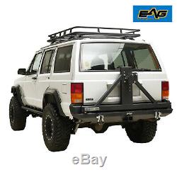 EAG Rear Bumper with Tire Carrier & 2Hitch Receiver Fit 84-01 Jeep Cherokee XJ