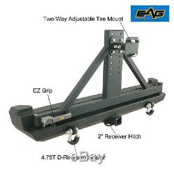 EAG Rear Bumper with Tire Carrier & 2Hitch Receiver Fit 84-01 Jeep Cherokee XJ