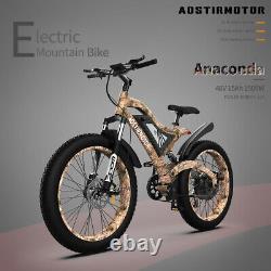 Ebike 1500W Electric Bike Mountain Bicycle 48V/15Ah Battery 26 Fat Tire E-bike