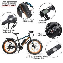 Electric Fat Tire Bike Beach Snow Bicycle City e-bike 36v 500w Black/Orange New