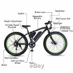 Electric Fat Tire Bike Mountain Snow Beach Bicycle E-Bike Lithium Battery 350W