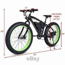 Electric Fat Tire Bike Mountain Snow Beach Bicycle E-Bike Lithium Battery 350W