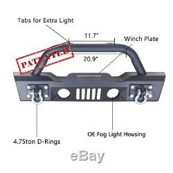 For 07-18 Jeep JK Wrangler Stubby Front Bumper WithWinch Plate& OE Fog Lights Hole