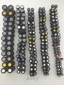 LEGO Wheels, 16 Tyres, 16 inner's (hub), 8 Axles = 4 sets car city vehicle