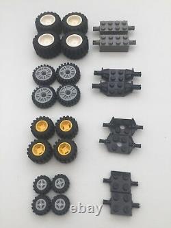LEGO Wheels, 16 Tyres, 16 inner's (hub), 8 Axles = 4 sets car city vehicle