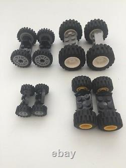 LEGO Wheels, 16 Tyres, 16 inner's (hub), 8 Axles = 4 sets car city vehicle