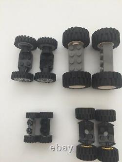 LEGO Wheels, 16 Tyres, 16 inner's (hub), 8 Axles = 4 sets car city vehicle