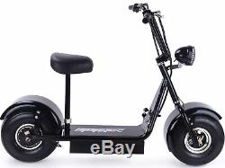 MotoTec FatBoy Electric Scooter Adult Urban Cruiser Fat Tires Seat 500w Black