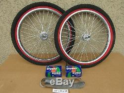 NEW BICYCLE 20'' x1.75 BMX HEAVY DUTY RIM SET WITH TIRES, TUBES, LINERS & SPROCK
